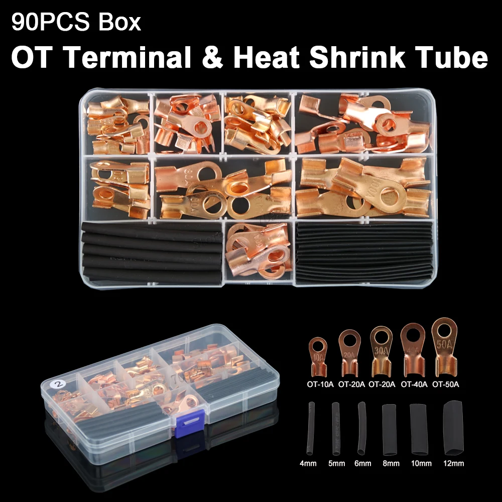 90 шт. набор из медных термоусадочных трубок диаметр-20А 30А 40А 50А 60А 80А 100А |