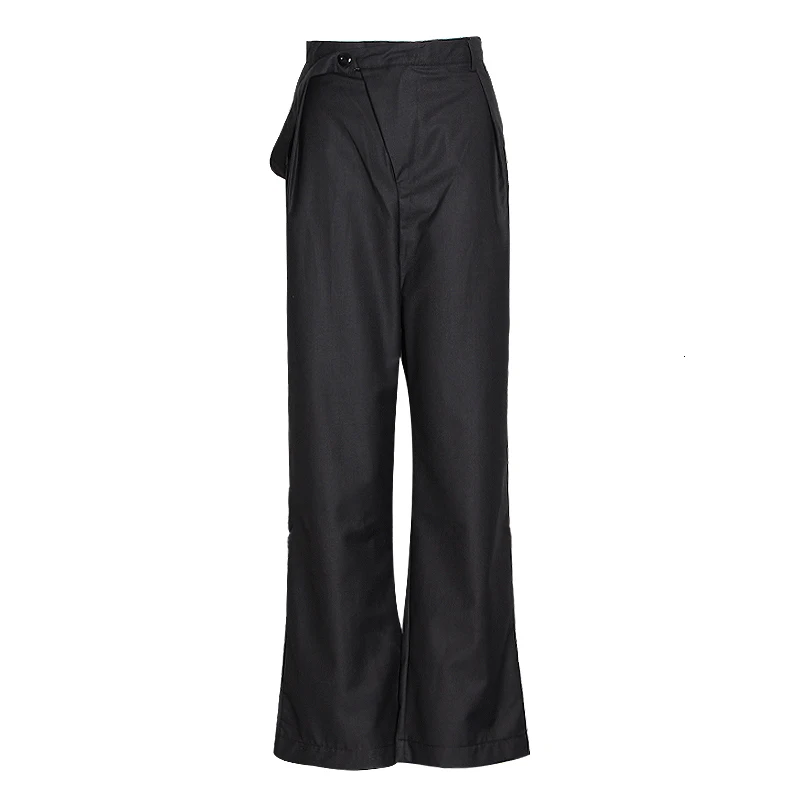 VGH Elegant Solid High Waist Women Pants Button Pleated Slim Straight Long Trousers Female Fashion Summer Korean New