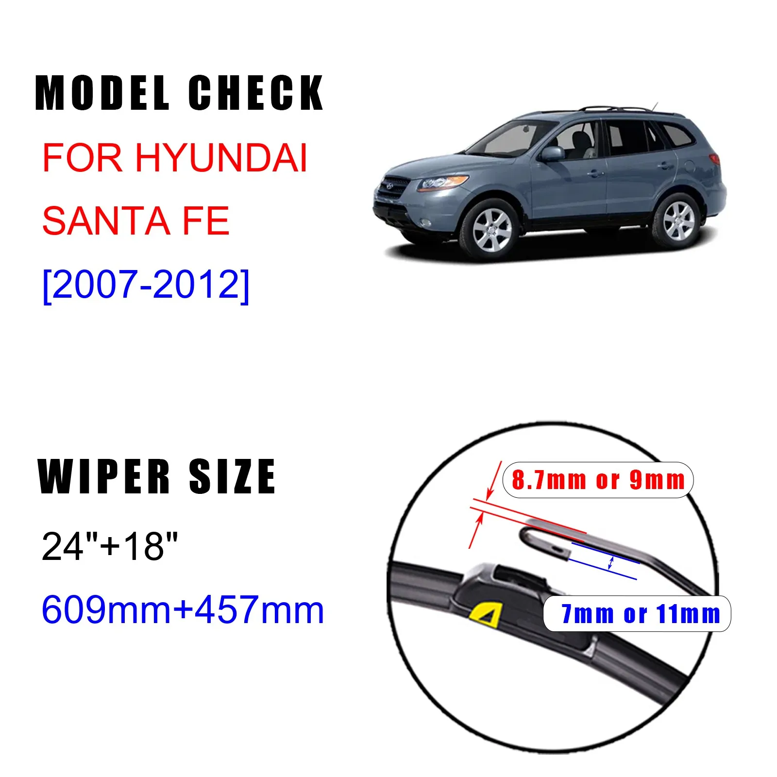 Передние щетки стеклоочистителя для Hyundai Santa Fe CM 2007 2008 2009 2010 2011 2012 U J Hook - купить по