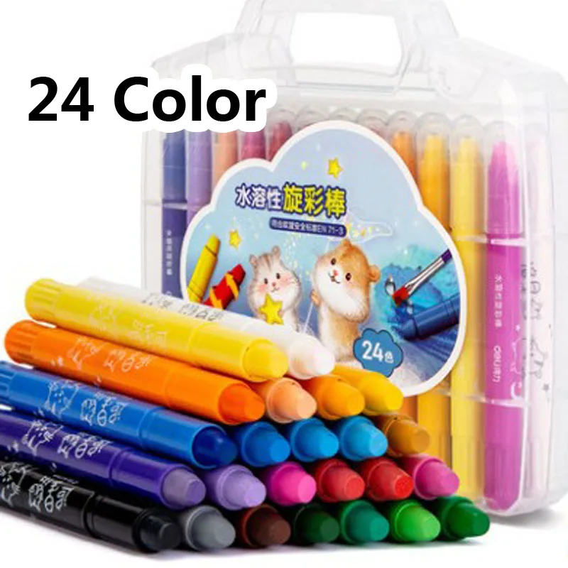 child rotating washable drawing crayon set baby bathroom easy erase oil pastel silky crayons pastel pencil for kid 122436color free global shipping