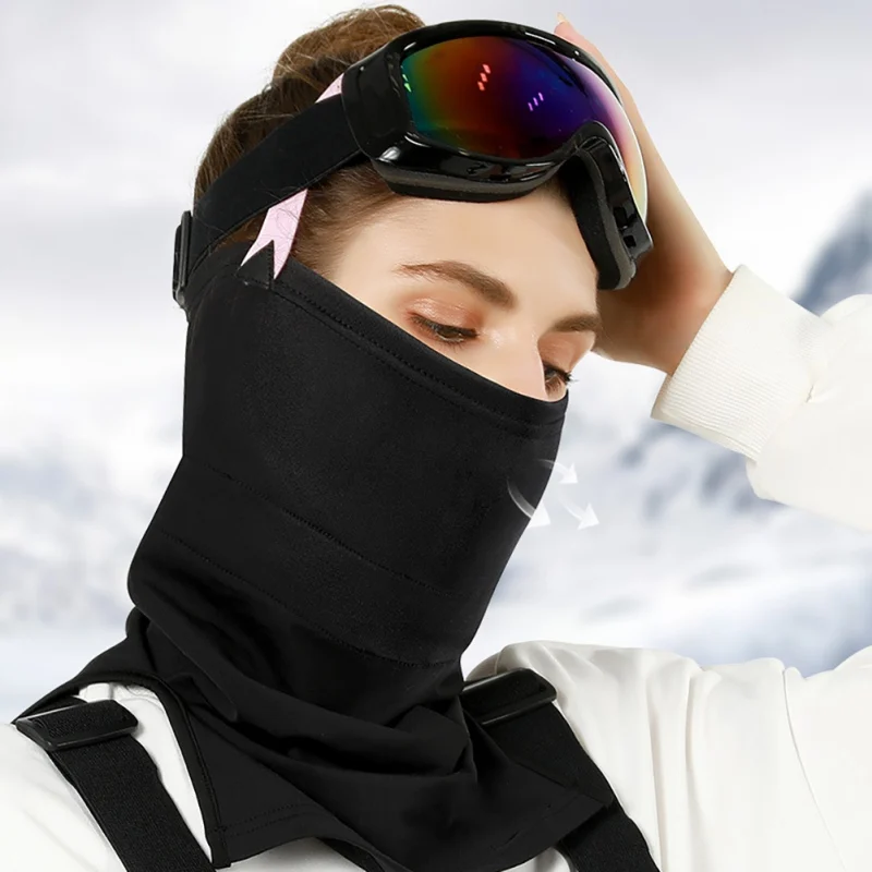

Winter Outdoor Riding Warm Face-Lift Skiing Mask For Women Windproof Cationic Self-Heating Neck Warmer Velvet Headscarf