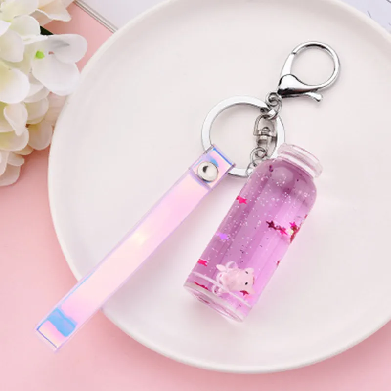 Милый плавающий поросенок Macarons блестки акриловая цепочка для ключей движущаяся