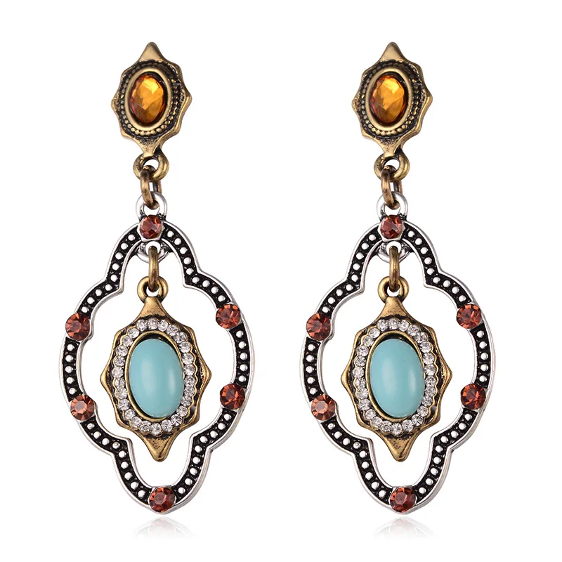 E3-10933 blue Shineland массивные серьги Vinatge серьги в геометрическом стиле с кисточками для женщин Висячие серьги вечерние ювелирные изделия brincos N50 - Окраска металла: E3-10933 blue
