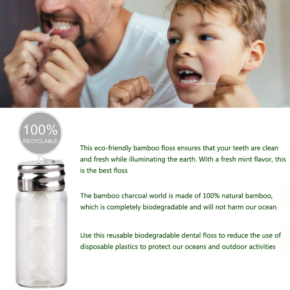 30 м органическое бамбуковое волокно с активированной зубная нитка из древесного