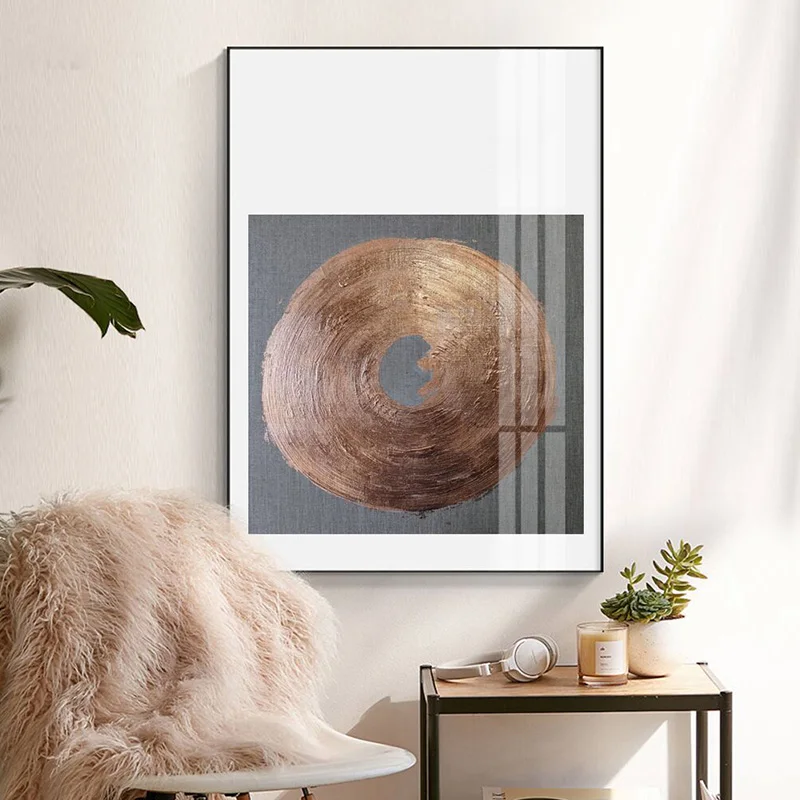 

Modern Abstract Square Picture Decoration Home Canvas Painting Poster and Print Living for Room Bedroom Golden Bronze Wall Art