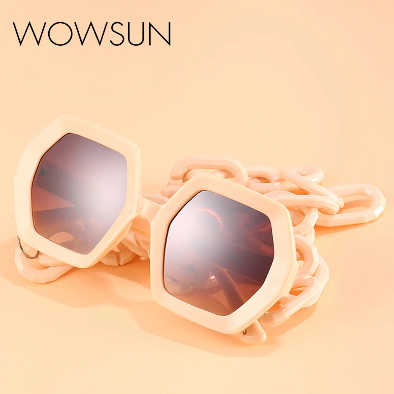 

WOWSUN Vintage Sunglasses Women Brand Designer Oversized Sun Glasses Shades Large Black Lens Glasses UV400 Fashion Eyewear