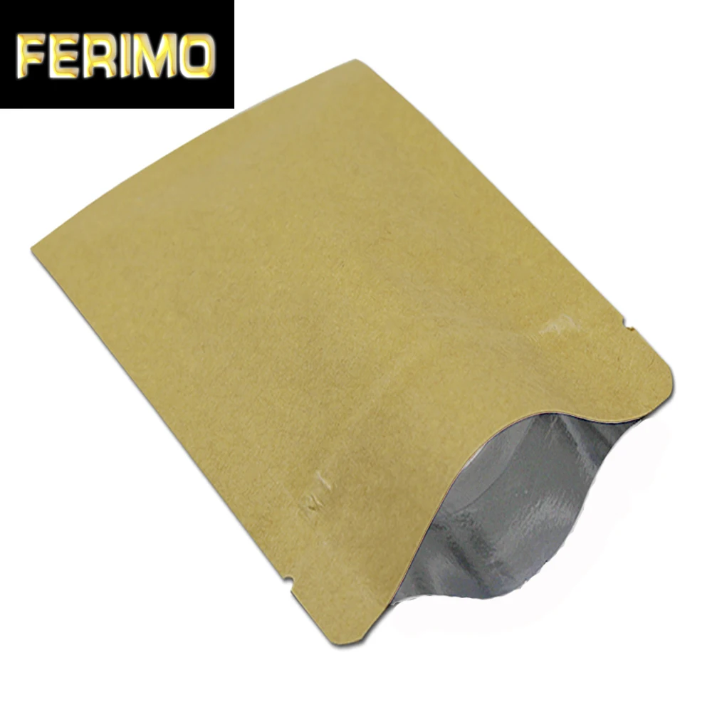 6*8cm Brown Kraft Paper Aluminum Foil Zip Lock Package Bag Reclosable Heat Seal Zipper Mylar Pouch for Snack Powder Nuts Packing | Дом и сад