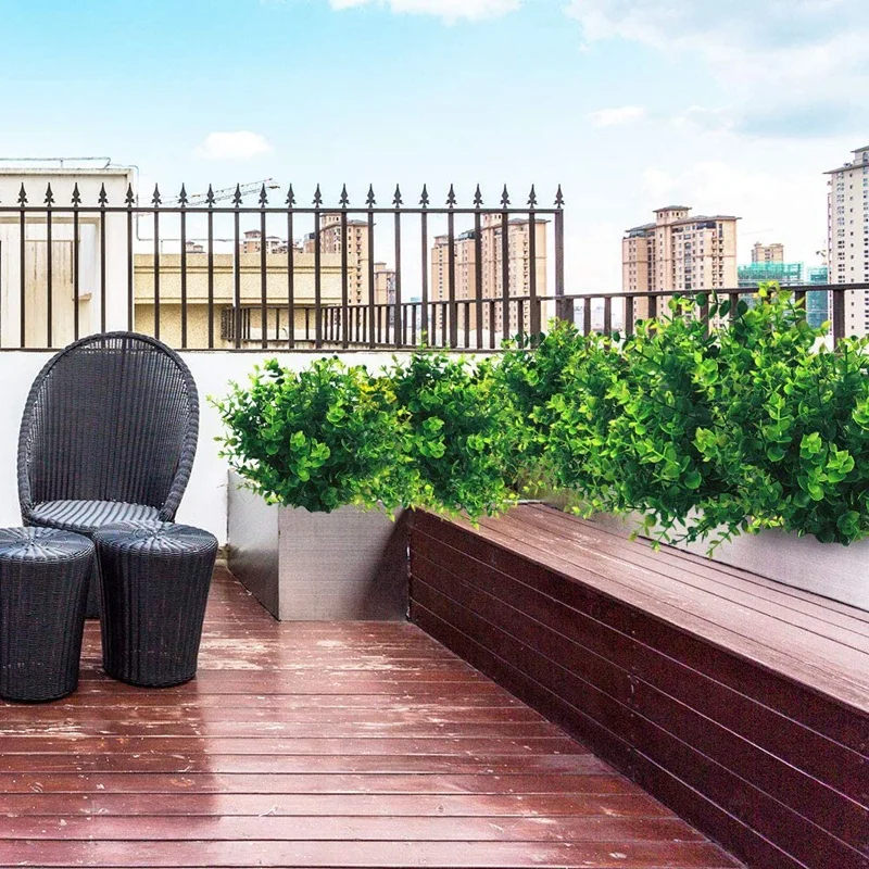 24 шт Искусственные зелени уличные растения пластиковый самшитовый коврик