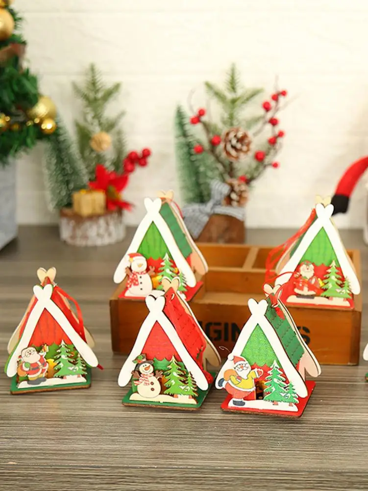 

Wooden Christmas Ornaments Music Luminous House Christmas Village House Building With LED Lights For Your Family Or Friends On B