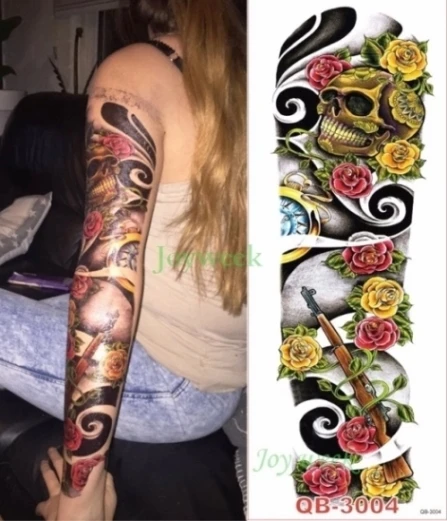 Водонепроницаемая Временная тату наклейка механика машина крутая полная рука