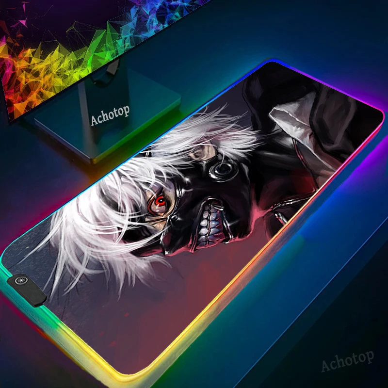 

Tokyo Ghoul Gaming RGB Large Mouse Pad Gamer Big Mouse Mat Computer Mousepad Led Backlight Mause Pad Keyboard Desk Mat Anime rug