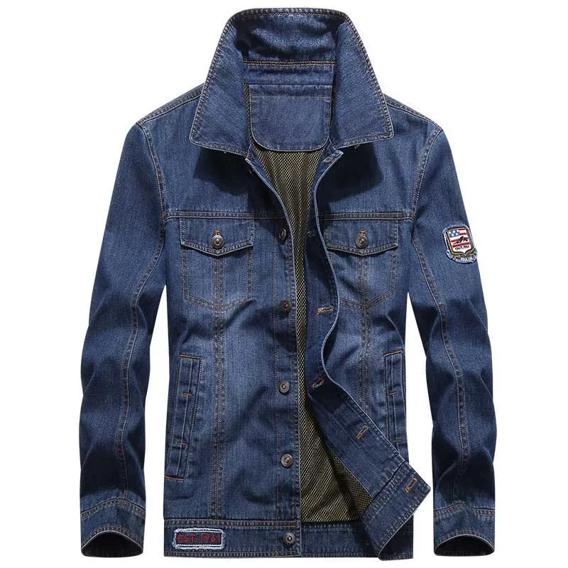 Autumn Winter Denim Jacket Men Casual Cotton Jeans and Coat OUTWEAR Cowboy Windbreaker Male Clothing Black Blue | Мужская одежда