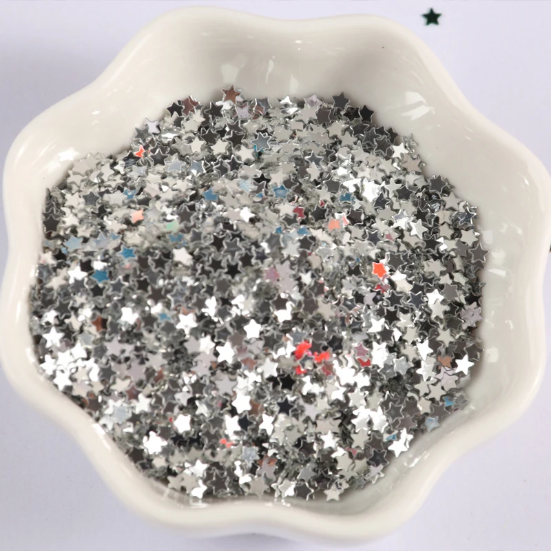 2 6-3 7 мм пентаграмма звезда Серебряный базовый материал блестки блеск пайетки