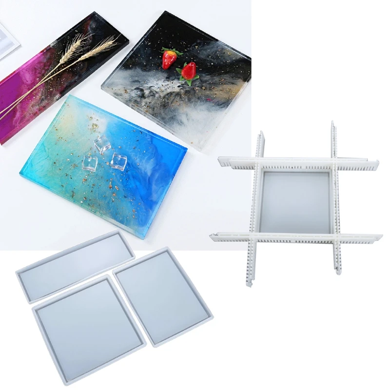 

L5YD DIY Silicone Resin Tray Mold Vanity Tray Serving Tray Epoxy Resin Casting Mold