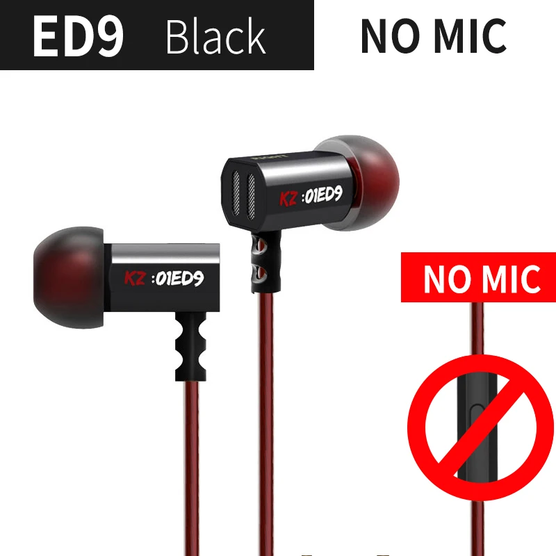 KZ ED9, 3,5 мм, наушники, тяжелый бас, Hi-Fi, DJ, стерео наушники, шумоизоляция, с микрофоном, гарнитура E57 KZ AS10 ZS10 ZST ZSN ES4 - Цвет: Black no mic