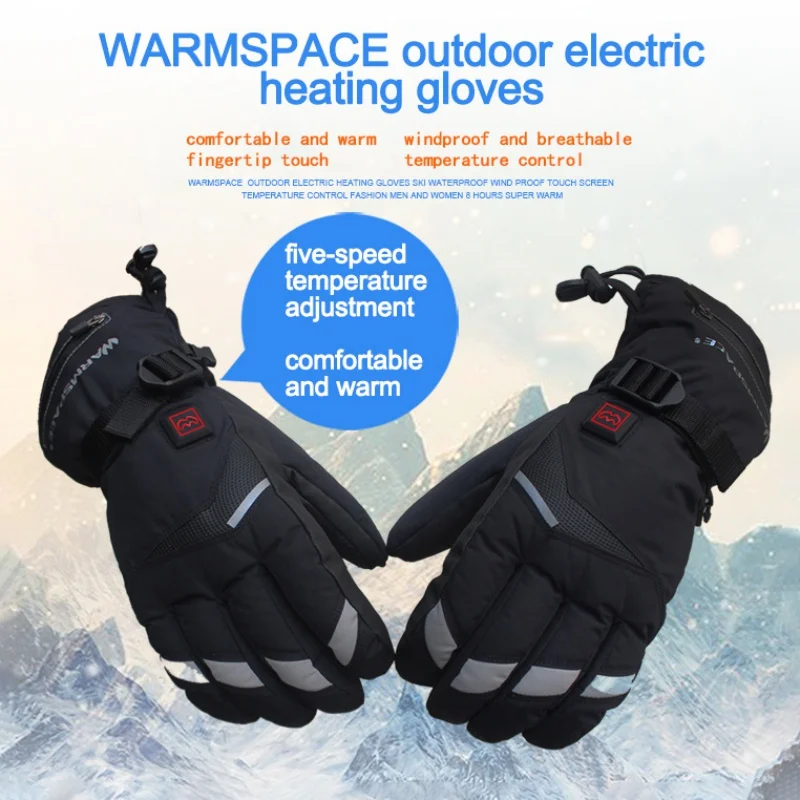 

Winter Electric Thermal Gloves Touch Screen Ski Motorcycle Snow Gloves Waterproof Heated Battery Powered