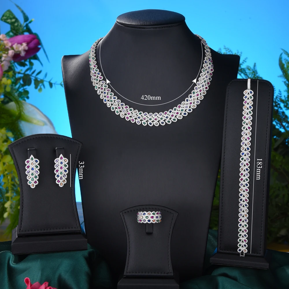 

missvikki Famous Brand Green CZ Luxury African Jewelry Sets For Women Wedding Party Zircon Crystal Dubai Bridal Jewelry Set Gift