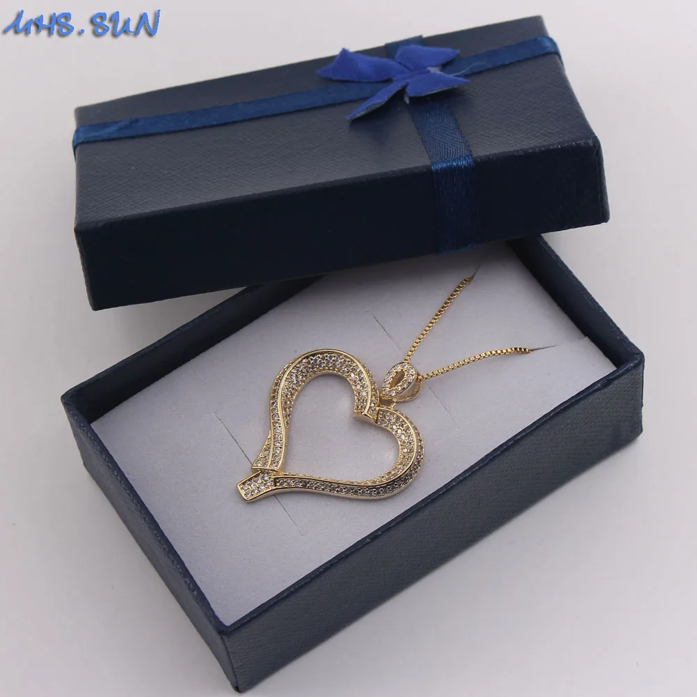 Винтажное женское ожерелье MHS.SUN с кулоном в виде сердца из циркония класса ААА