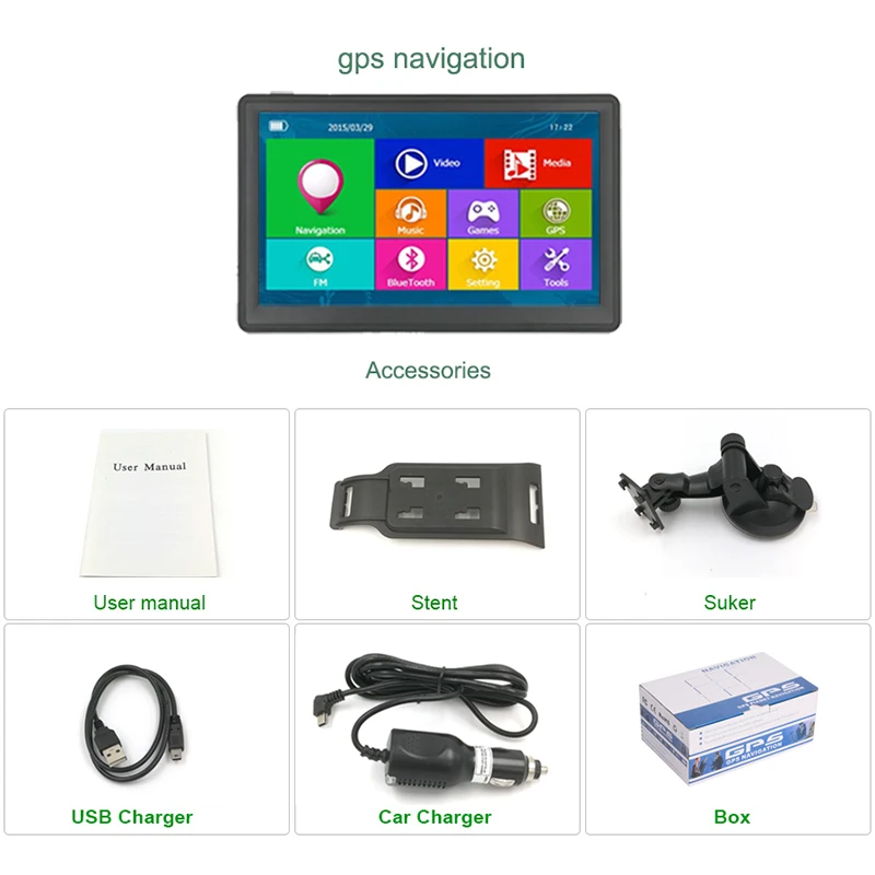 Anfilite truck ram DDR 256M 8GB MTK vehicle GPS Navigation with sunshade FM Bluetooth AVIN automobile Sat nav navigator | Автомобили и