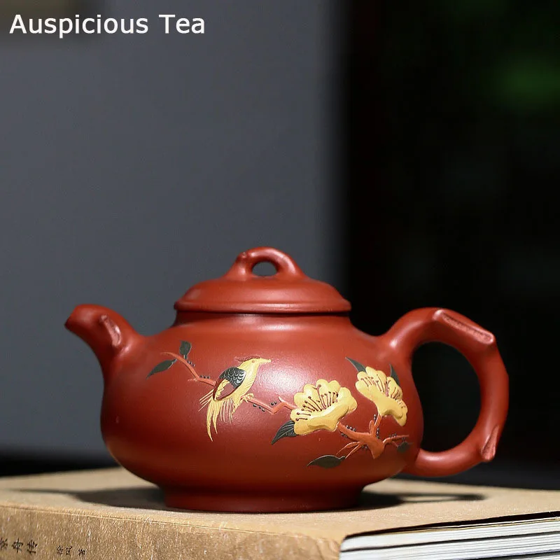 

370ml High-end Yixing Raw Ore Red Mud Purple Clay Teapot Handmade Household Kungfu Teaset Tea Ceremony Drinkware Customized Gift