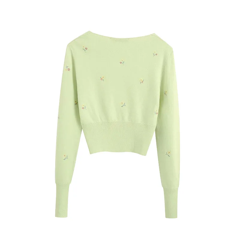 2020 Women Sweet Fashion Floral Embroidery Cardigan Vintage Long Sleeve Single Breasted Sweaters Girls Chic Jumpers |