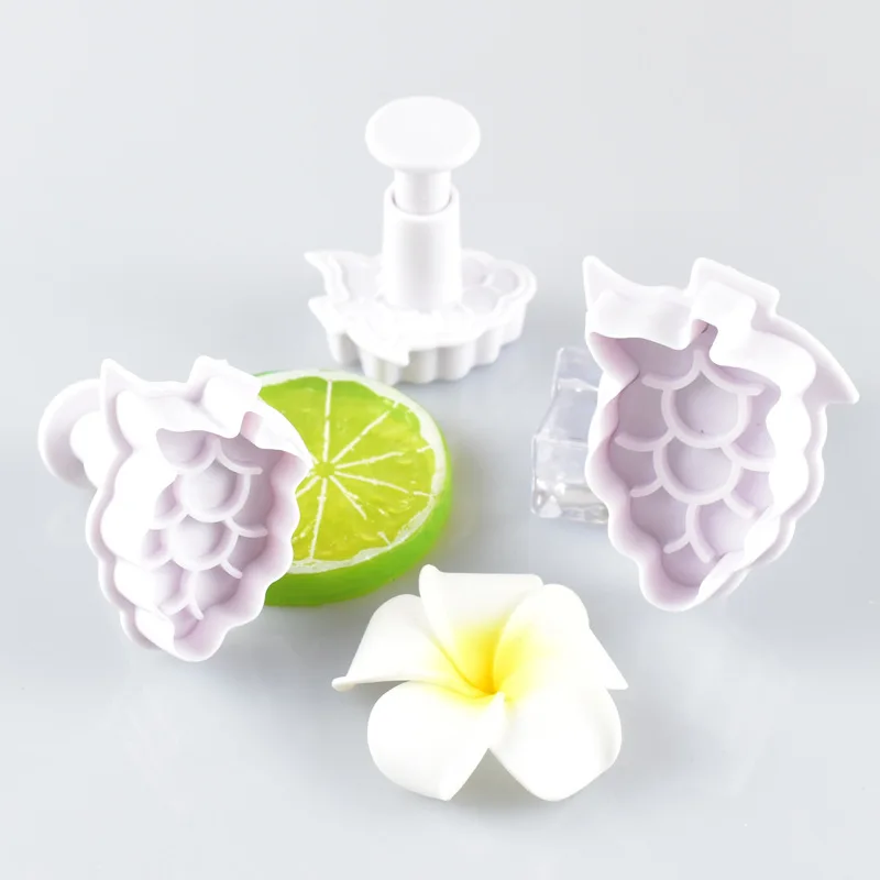 

3PCS Grape Plunger Cookie Cutters Sugarcraft Cake Decorating Tools DIY Cookie Molds Stamper Baking Accessories For kitchen