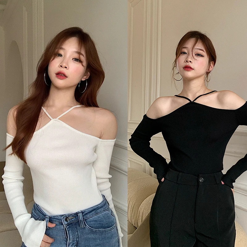 

Women's Off Shoulder Knit Sweater Casual Slim Long Sleeve Top Blouse For Women Girls PR Sale