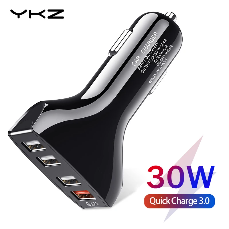 USB Автомобильное зарядное устройство Quick Charge 3 0 YKZ 4 порта QC3.0 быстрая зарядка