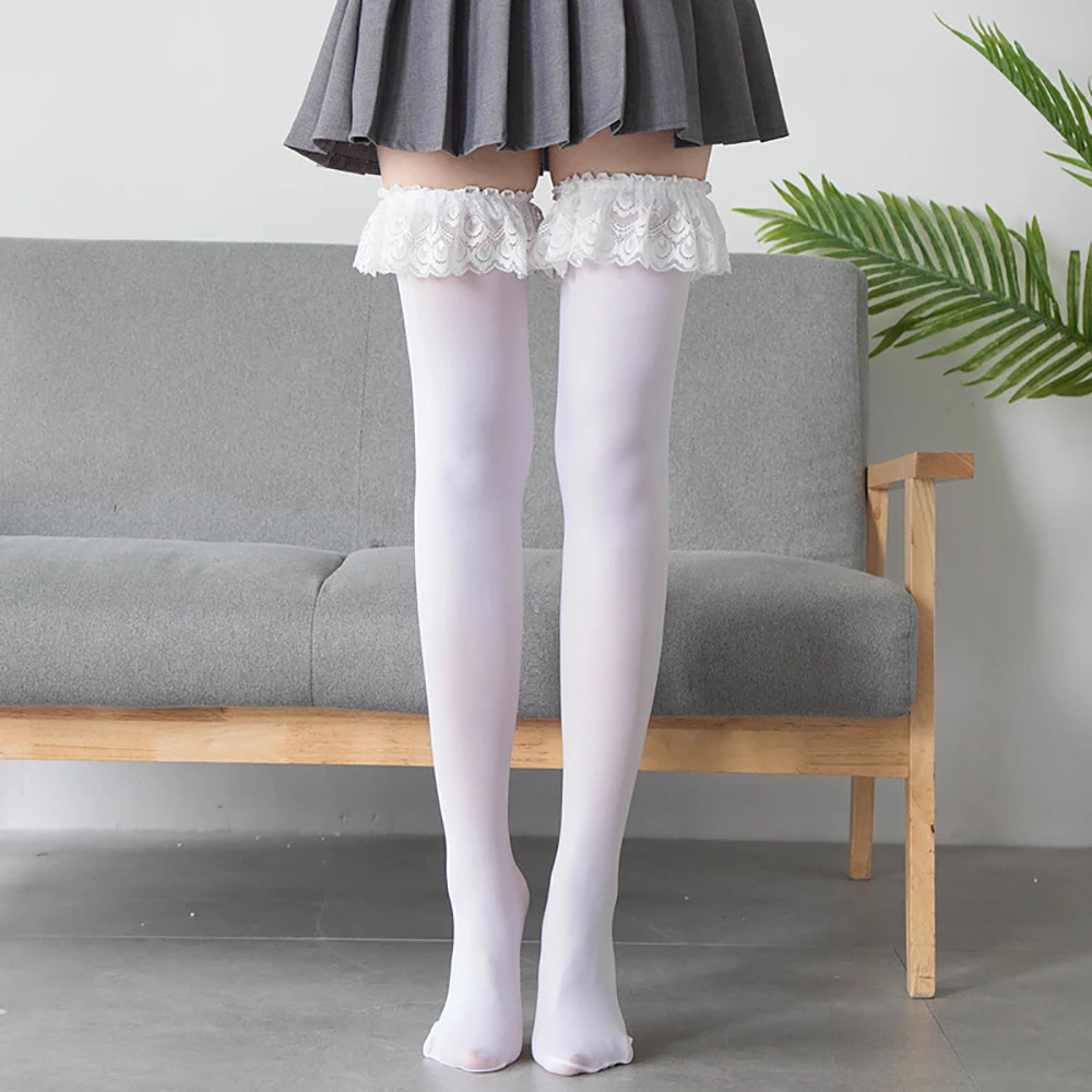 

Harajuku Lolita Long Socks Women Soft Lace Thigh High Long Stockings Ladies Long Tube Over Knee Socks