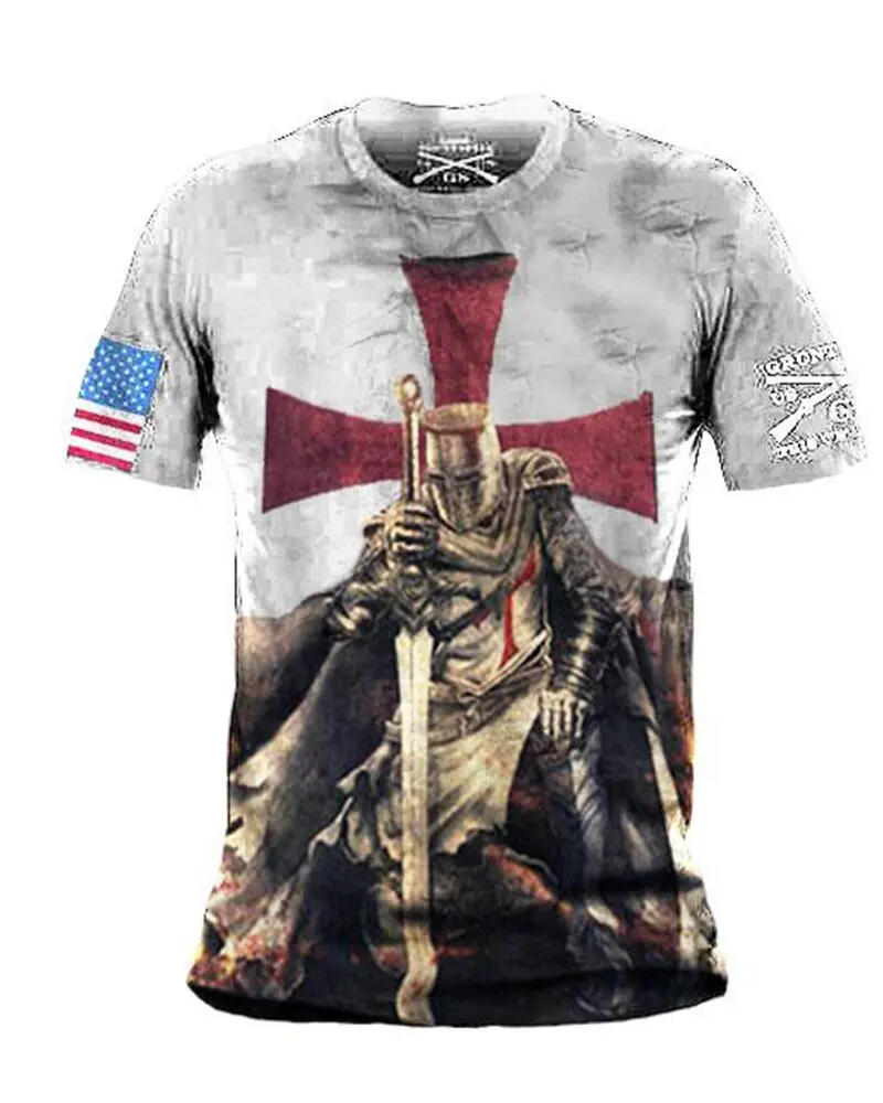 

Knights Templar Armor warrior 3D T shirt Summer Men's Fashion Casual Short Sleeve Top oversized t shirts