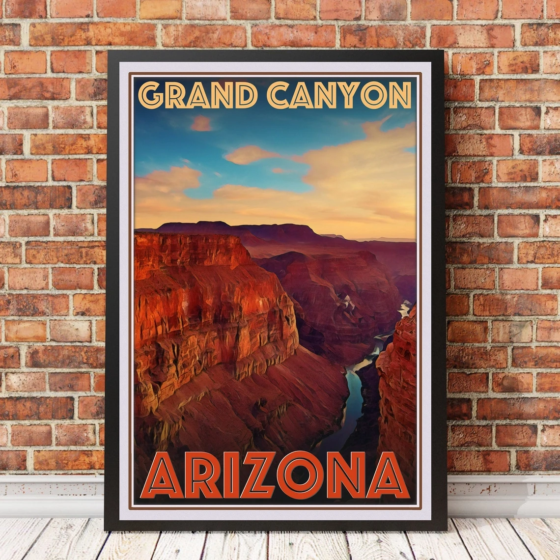 

Винтажный постер в стиле ретро для путешествий или холщовая картина-картина для украшения дома в стиле Гранд Каньон Аризона (без рамки)