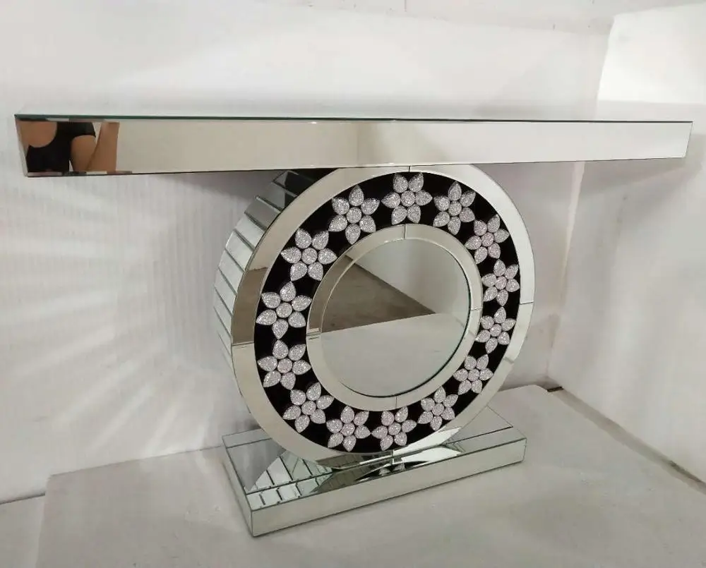 

New Design Silver Gold Mirror Wall Mirror Crystal Console Table