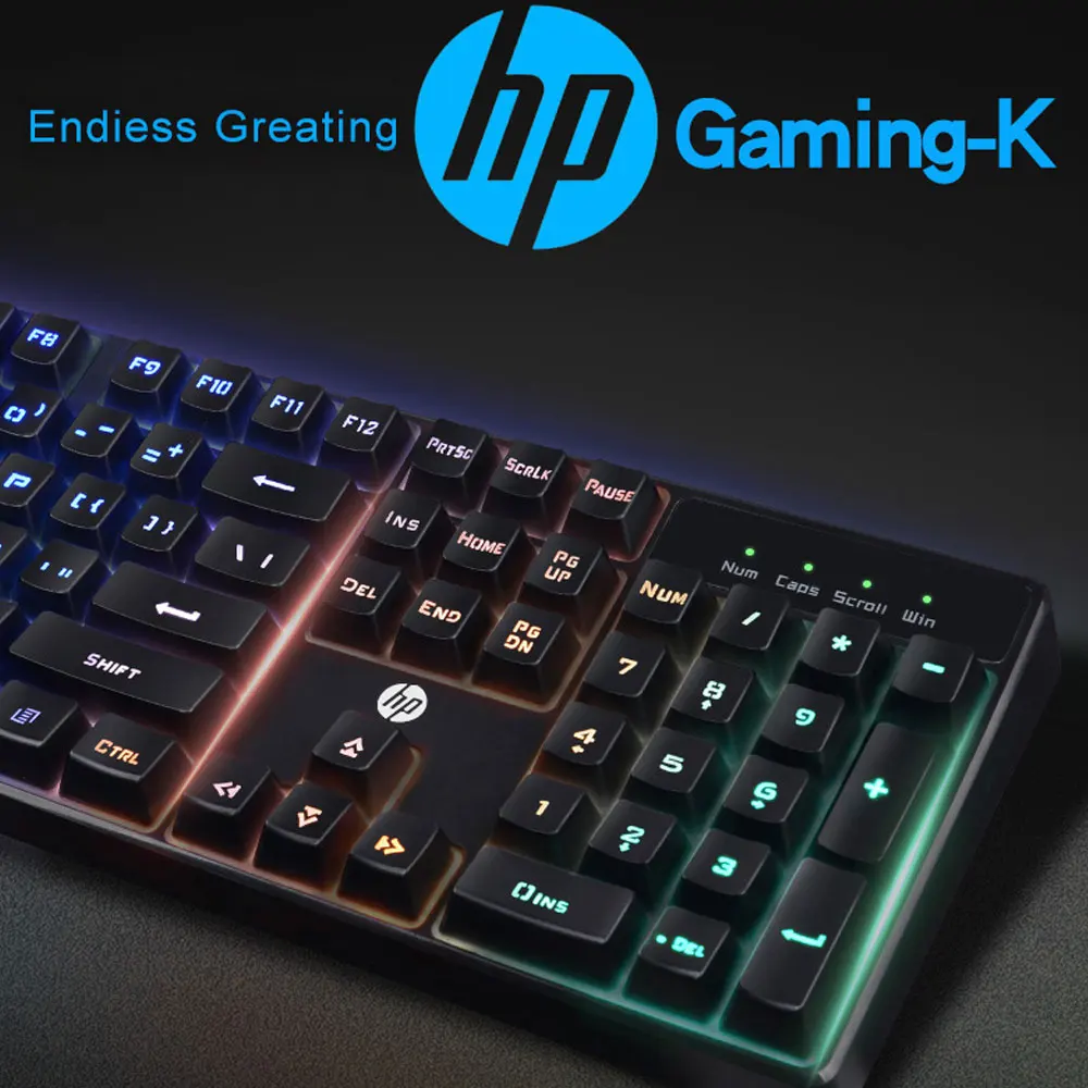 Hp K300 Проводная Водонепроницаемая игровая клавиатура механический эргономичный дизайн светодиодный с подсветкой 104 клавиш компьютерная геймерская клавиатура