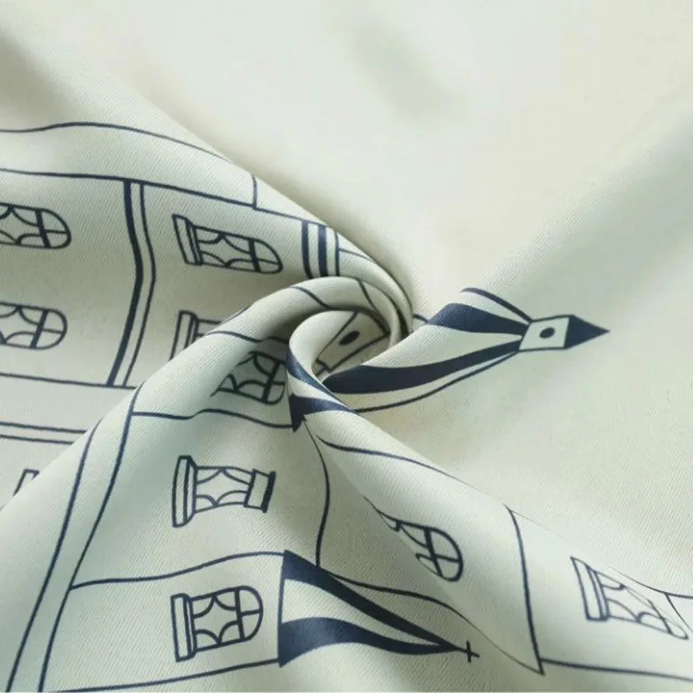 

New 2Pcs Curtain Punching Window Curtains Mediterranean Bedroom Balcony Castle City European Style Blackout Custom Curtains