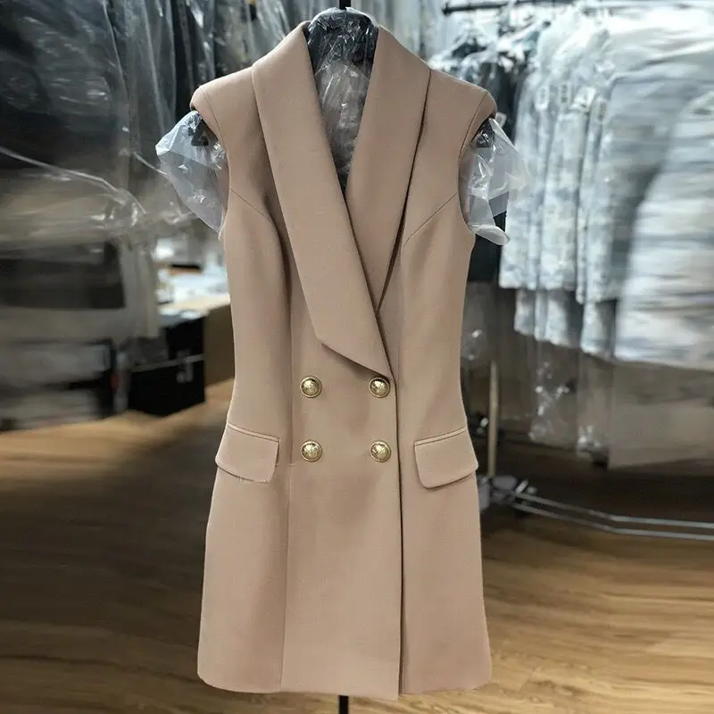 Блейзер Женский двубортный пыльно-розовый с воротником-шалькой на пуговицах со