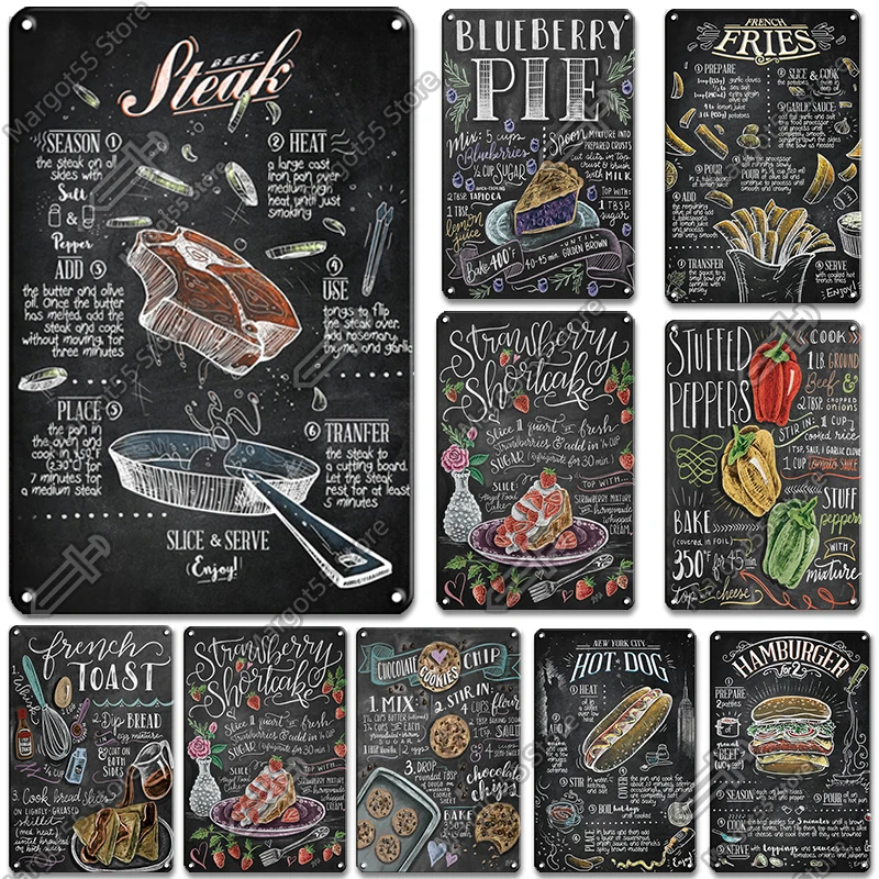 

Classic Wall Metal Art Poster Kitchen Posters Food Drink Art Painting Metal Plaque Retro Kitchen Cafe Restaurant Bar Club Decor