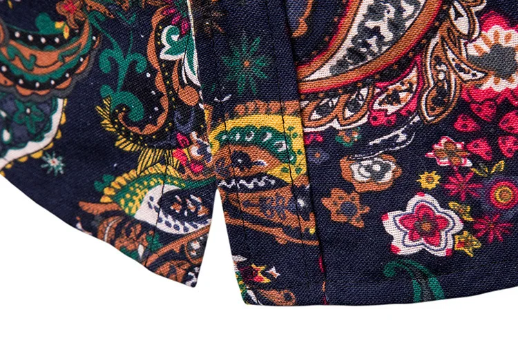 Мужская рубашка с принтом пейсли гавайская модная винтажная из хлопка и льна