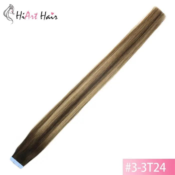 3-3T24 HiArt 2,5 г/шт. лента для наращивания Человеческие волосы remy Salon Balayage Предварительно Связанные волосы лента натуральные волосы образец ленты для наращивания волос 20 шт - Цвет: 3-3T24