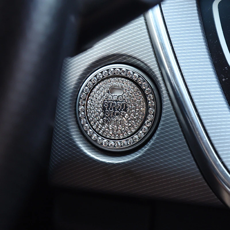 

Start Switch Buttton Decorative Diamond Circle Ring Trim Auto Car Accessories
