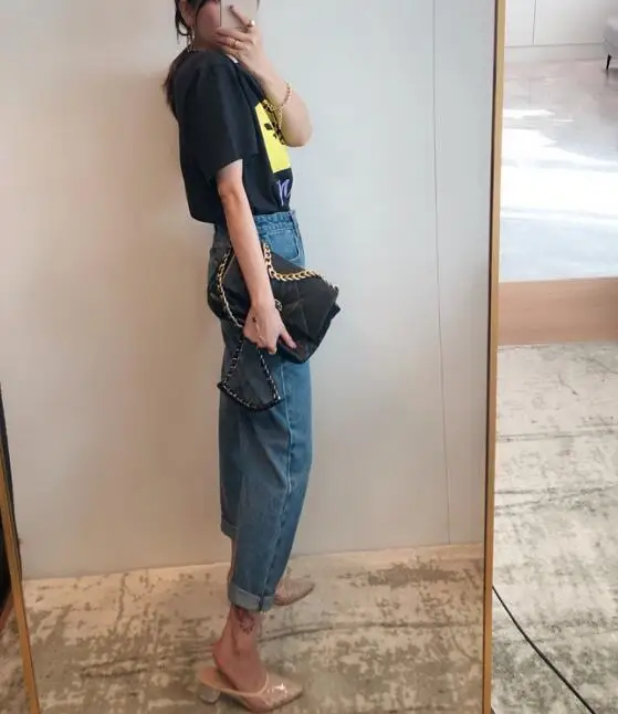 Женская футболка летняя с коротким рукавом принтом смайлика и 2020S черный топ |