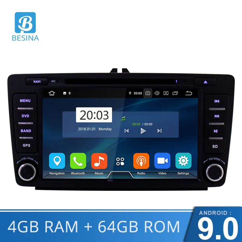 Besina автомобильный dvd-плеер Авторадио 2Din Автомагнитола аудио для Skoda Octavia Fabia Rapid Yeti Superb VW сиденье gps навигация Мультимедиа