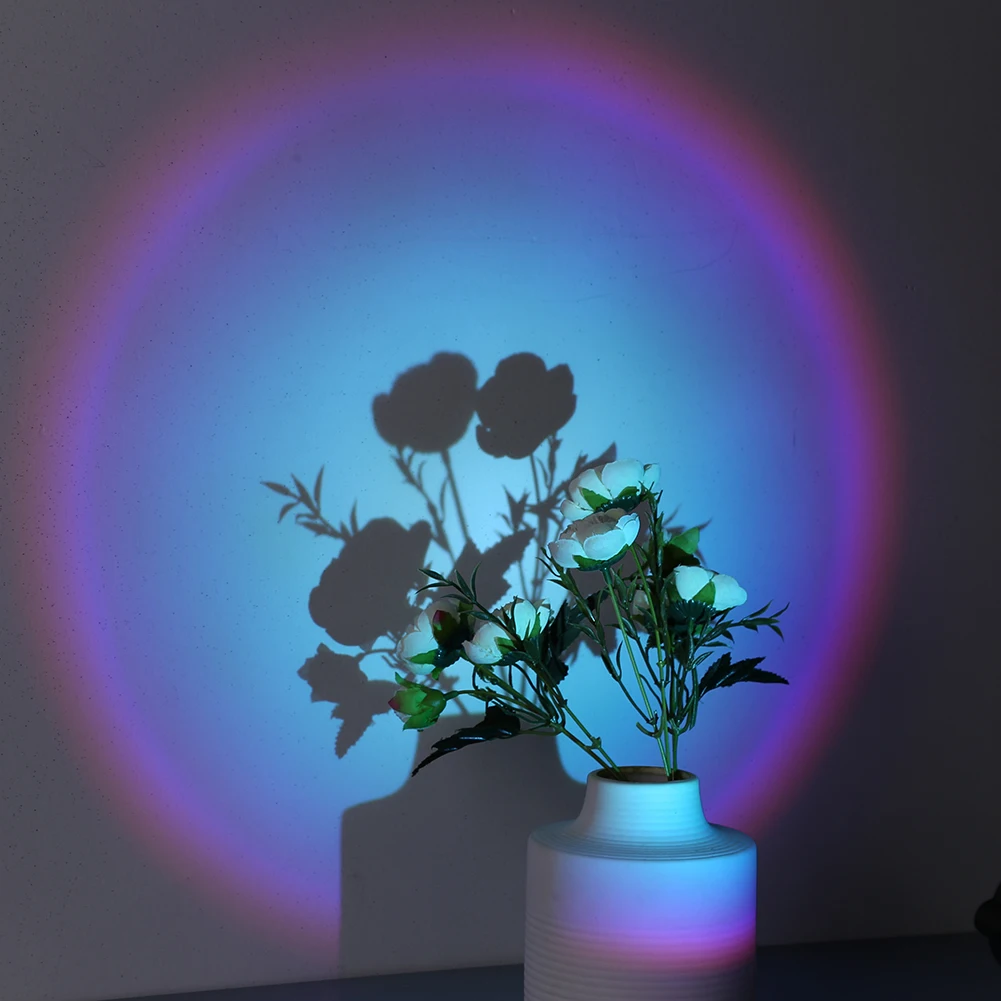 

Atmosphere Night Light Rainbow Sunset Projector Home Coffee Shop Background Wall Decoration Colorful Sunset Lamp