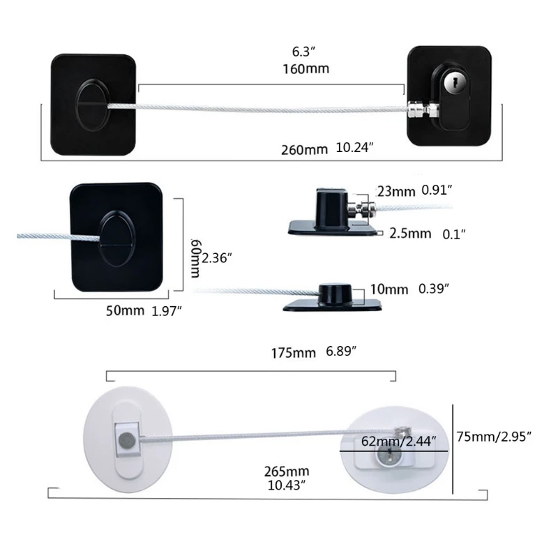 

L41D Child Safety Lock Window Kids Security Refrigerator Door Lock Limit with Key Protector Device Adhesive
