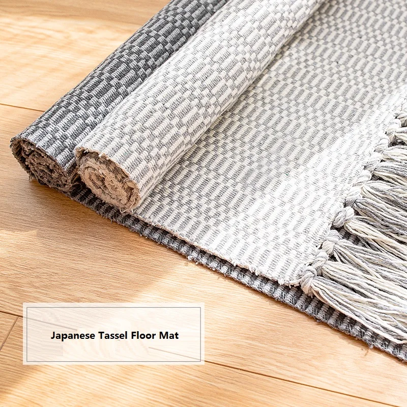 Серый ковер в японском стиле пыленепроницаемый нескользящий коврик с узелком и
