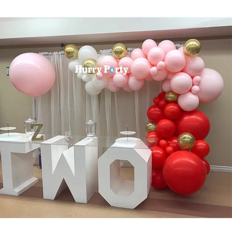 90 шт. розовый красный шар гирлянда арка для ребенка с днем рождения баллон