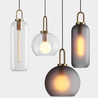 modern led glass pendant light fixtures kitchen dining living bedroom hanging restaurant indoor lighting gray suspension lamps
