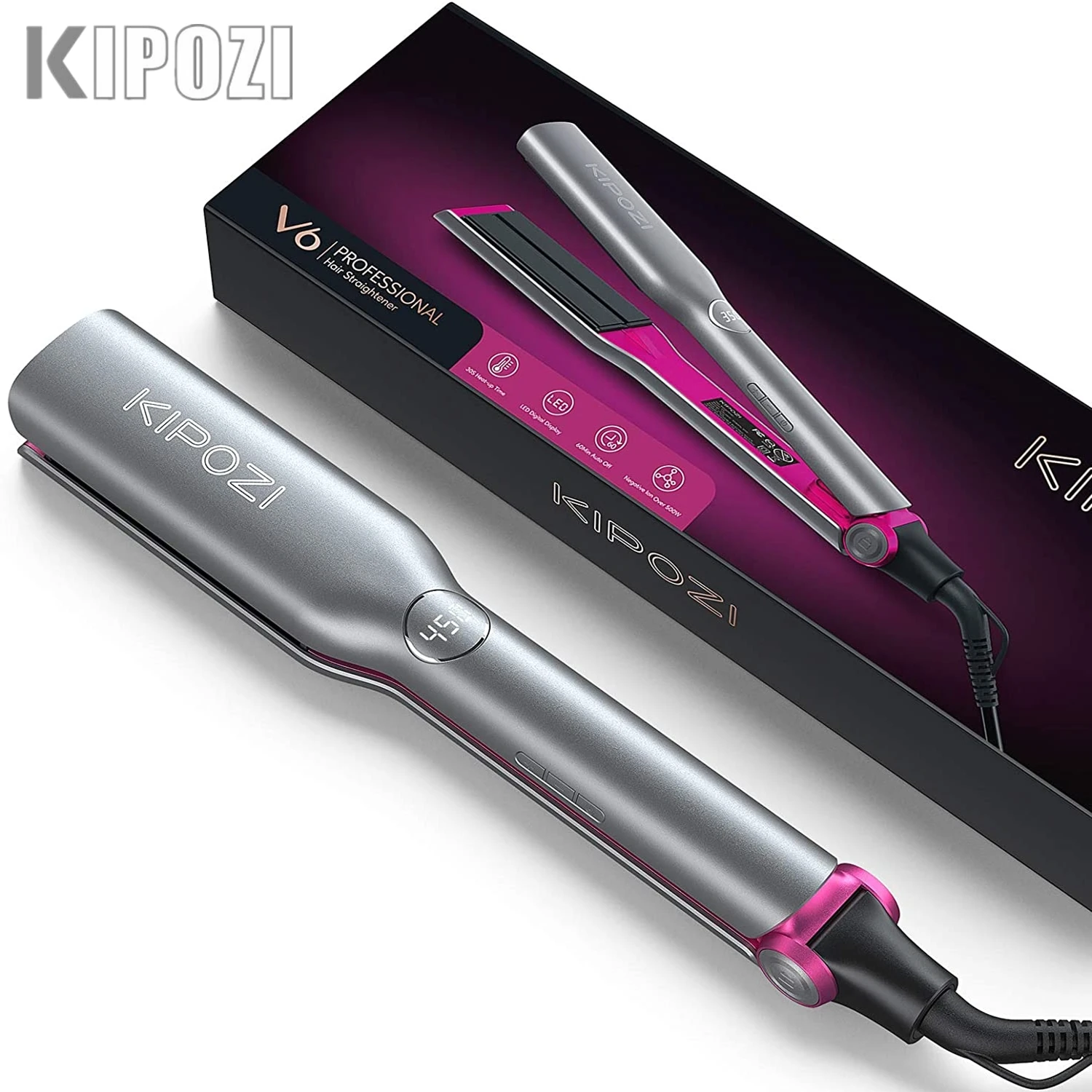 

KIPOZI Professional Ionic Hair Straightener 1.75 Inch Flat Iron Advanced Ionic Technology Titanium Flat Iron Adjustable Temp