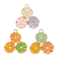 6pcspcs fashion alloy flower charms for jewelry making enamel metal earrings pendant handmade accessories brooch pins keychain