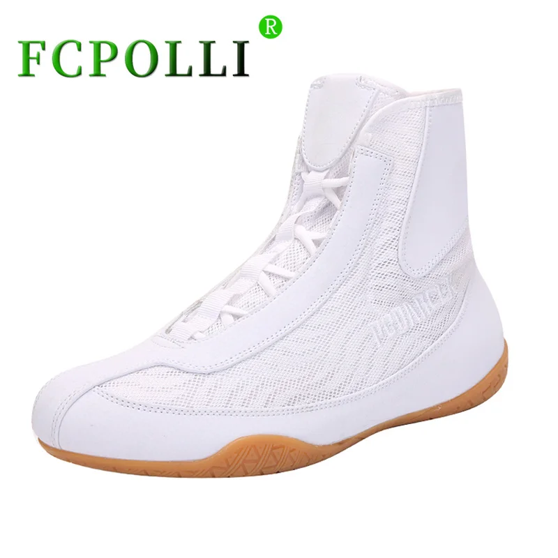 

Боксерские кроссовки унисекс, тренировочная обувь для борьбы, цвет белый/красный, удобные брендовые боксерские ботинки