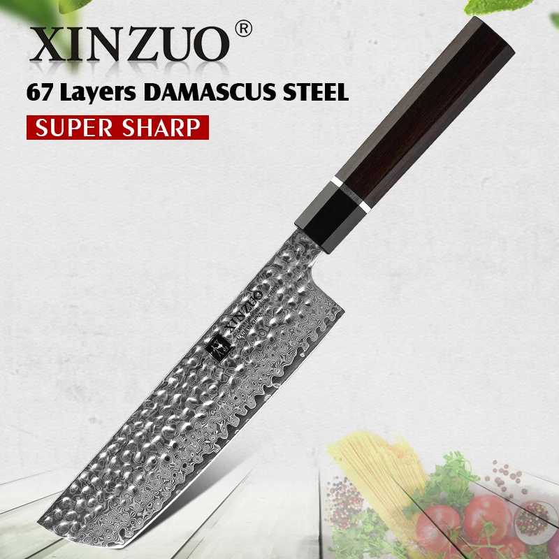 Ножи накири XINZUO 7 дюймов дамасская сталь 60 ± 2 HRC острый бритвенный станок мясница